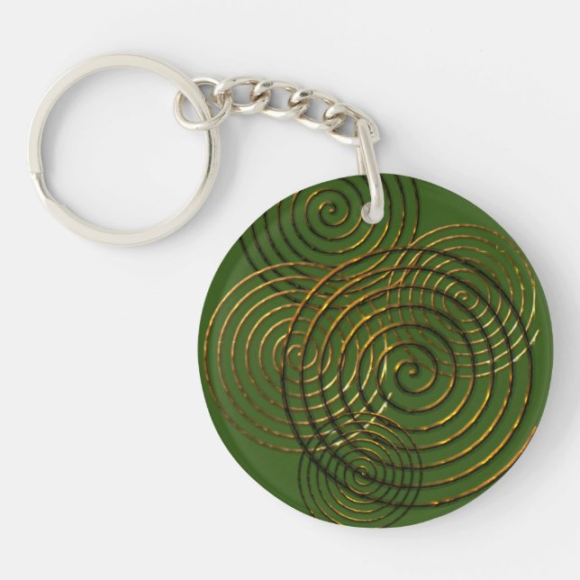 Spiral Celtic symbol gold metallic Keychain (Front)