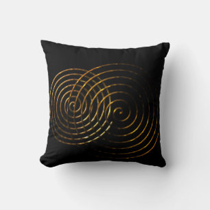 Spiral Celtic symbol gold metallic Throw Pillow