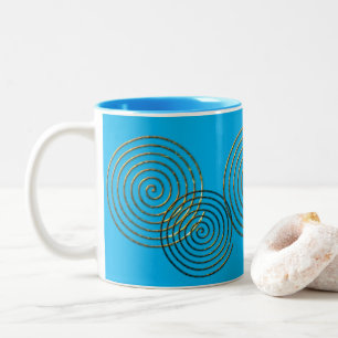 Spiral Celtic symbol gold metallic Two-Tone Coffee Mug