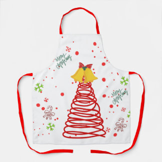 Spiral Christmas Tree and Bells Design Apron
