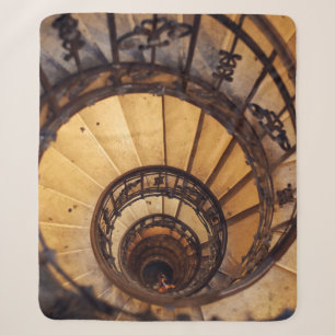 Spiral circle stairs staircase old buildingstairs, sherpa blanket