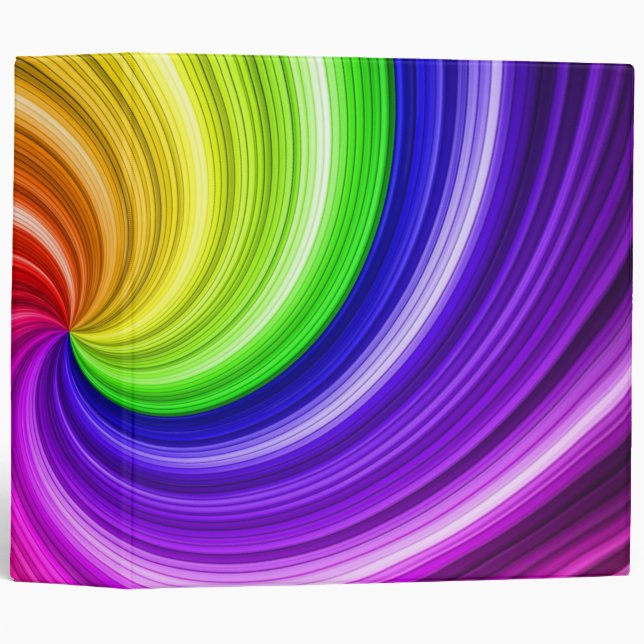 Spiral Colourful Tie Dye Rainbow Swirl Art Pattern Binder (Front/Spine)