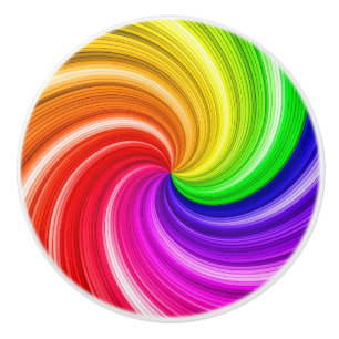 Spiral Colourful Tie Dye Rainbow Swirl Art Pattern Ceramic Knob