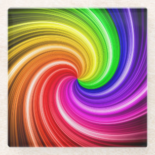 Spiral Colourful Tie Dye Rainbow Swirl Art Pattern Glass Coaster
