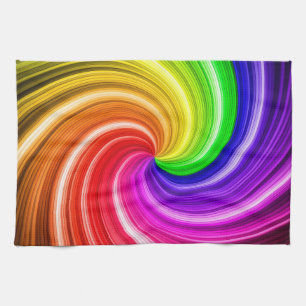 Spiral Colourful Tie Dye Rainbow Swirl Art Pattern Kitchen Towel