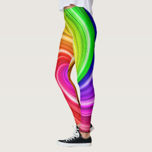 Spiral Colourful Tie Dye Rainbow Swirl Art Pattern Leggings
