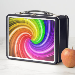 Spiral Colourful Tie Dye Rainbow Swirl Art Pattern Metal Lunch Box