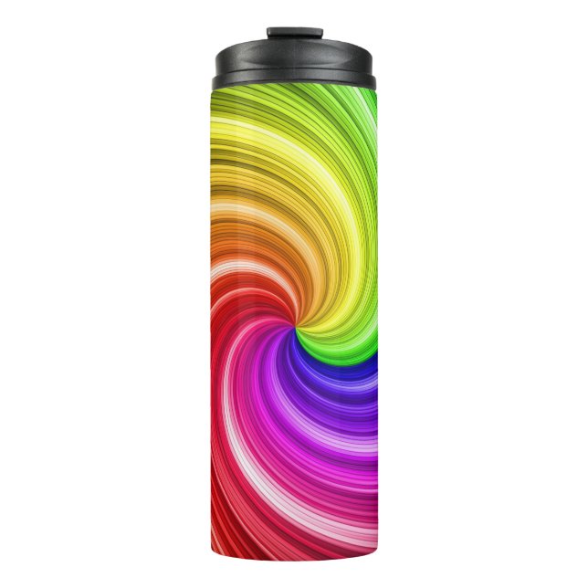 Spiral Colourful Tie Dye Rainbow Swirl Art Pattern Thermal Tumbler (Front)