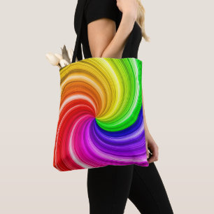 Spiral Colourful Tie Dye Rainbow Swirl Art Pattern Tote Bag