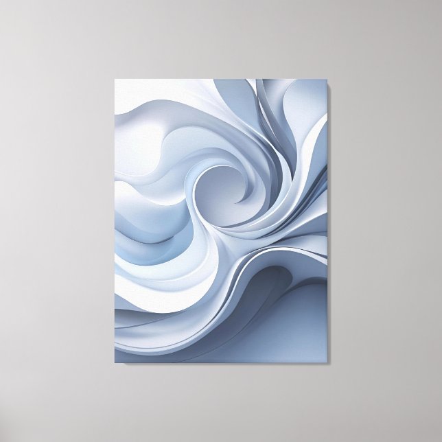 Spiral Elegance – Abstract Vortex Art in Soft Blue Canvas Print (Front)