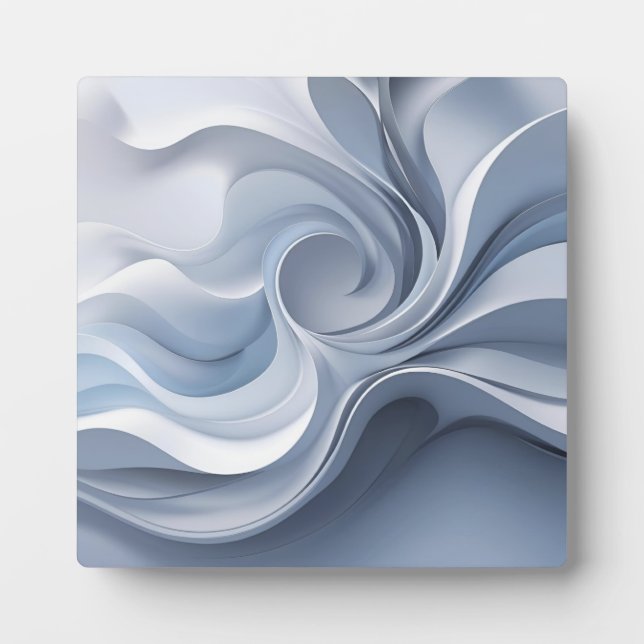 Spiral Elegance – Abstract Vortex Art in Soft Blue Plaque (Front)