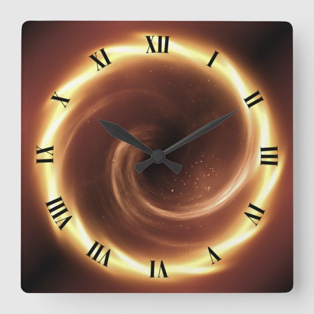 Spiral Fire Vortex ~ Time Portal ~Time Machine ~  Square Wall Clock (Front)