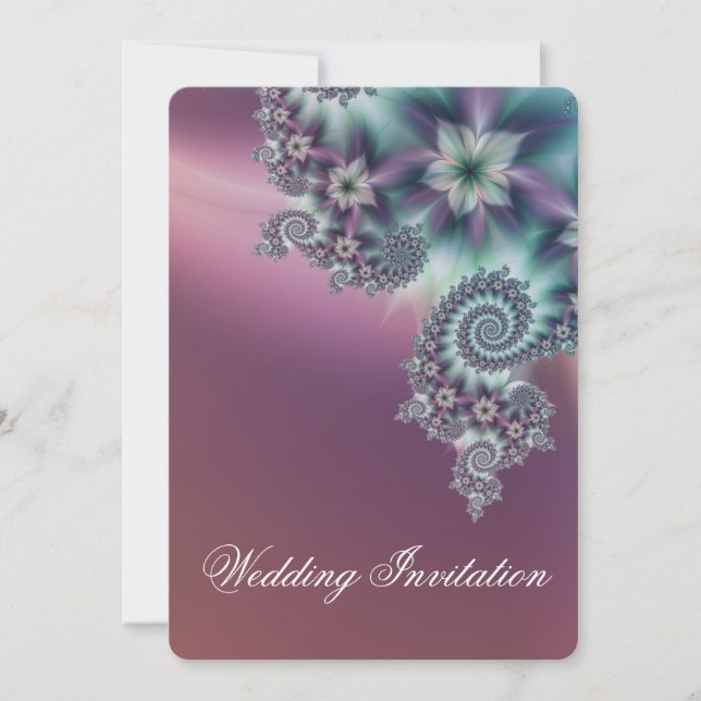 Spiral flowers wedding invitation (Front)