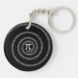 Spiral for Pi Digits on Black Keychain