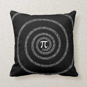 Spiral for Pi Digits on Black Throw Pillow