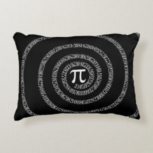 Spiral for Pi Numbers on Black Accent Pillow