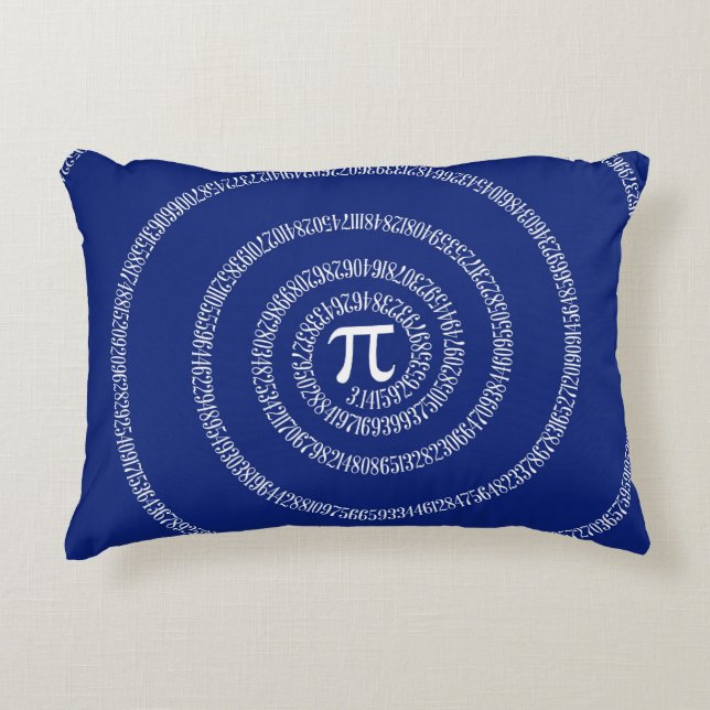 Spiral for Pi Numbers on Navy Blue Decor Accent Pillow (Front)