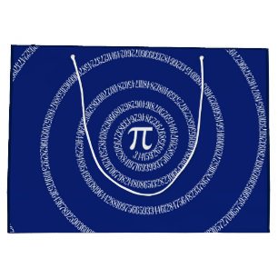 Spiral for Pi Numbers on Navy Blue Decor Large Gift Bag