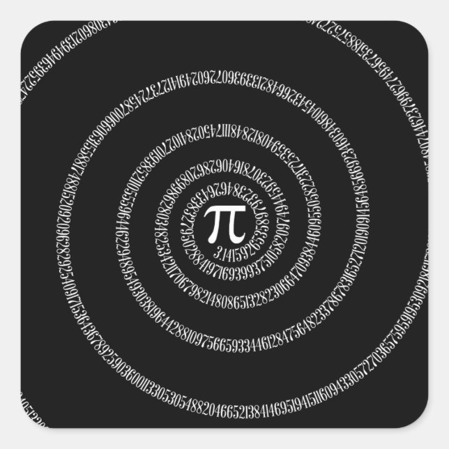 Spiral for Pi on Black Decor Square Sticker (Front)