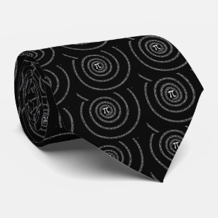 Spiral for Pi on Black Design Tie