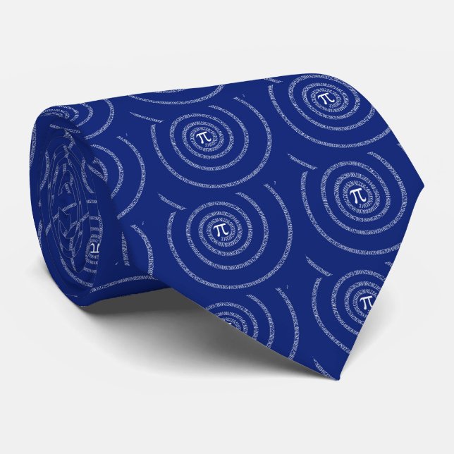 Spiral for Pi on Navy Blue Tie (Rolled)