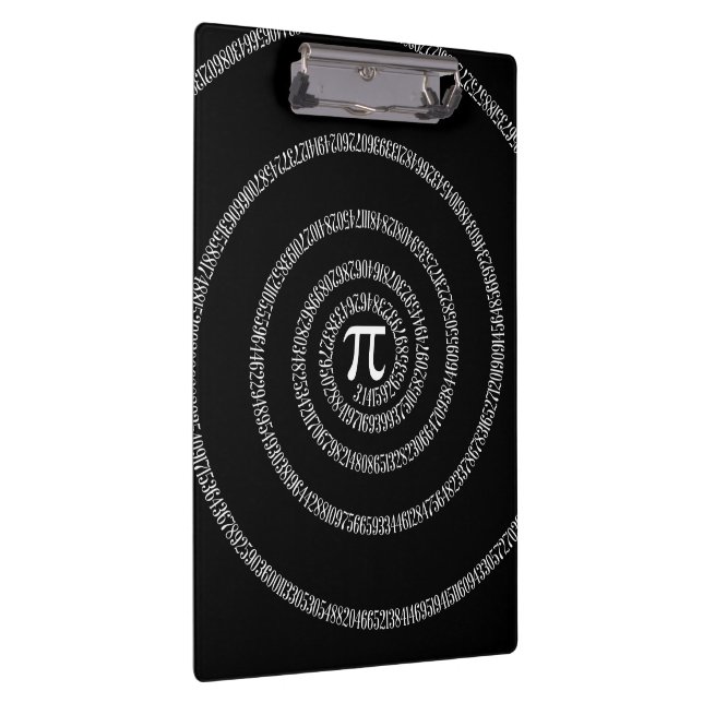 Spiral for Pi on Solid Black Clipboard (Right)