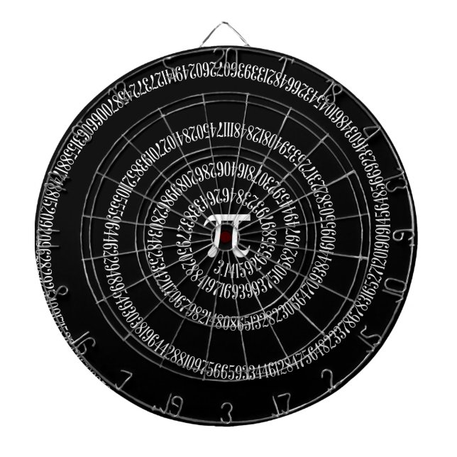Spiral for Pi Typography on Black Dartboard (Front)