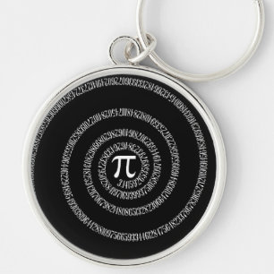 Spiral for Pi Typography on Black Keychain