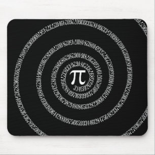 Spiral for Pi Typography on Black Mouse Pad