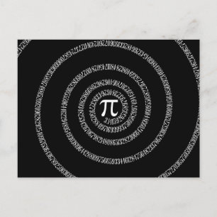 Spiral for Pi Typography on Black Postcard