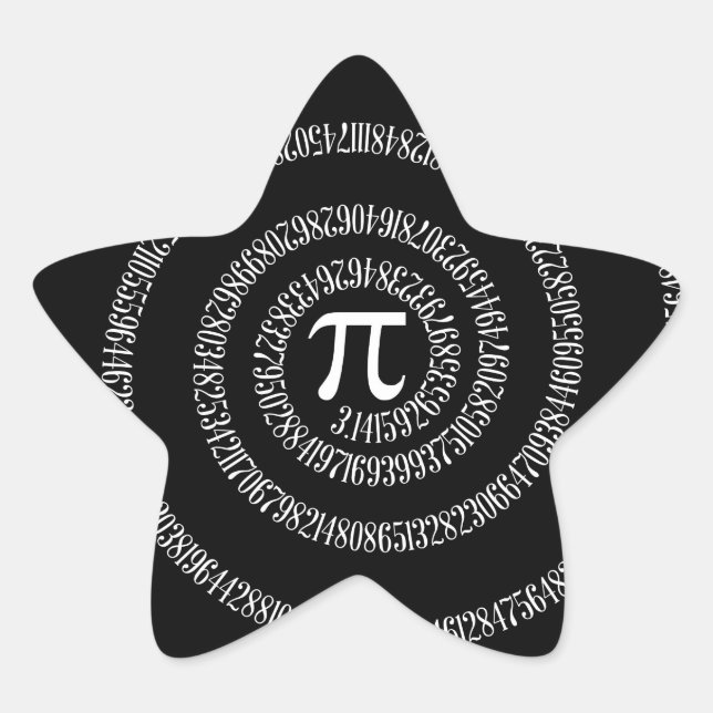 Spiral for Pi Typography on Black Star Sticker (Front)