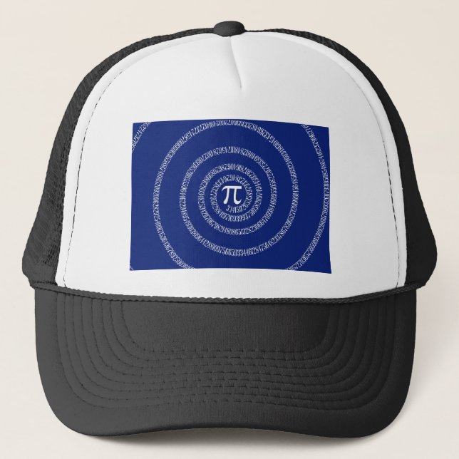 Spiral for Pi Typography on Blue Trucker Hat (Front)