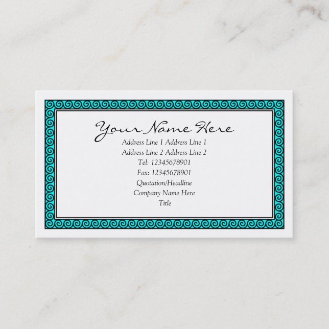 Spiral Framed - Cyan Business Card (Front)