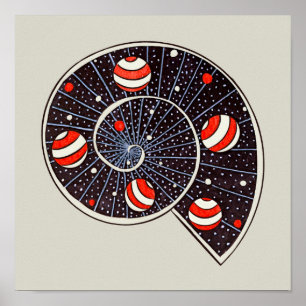 Spiral Galaxy Beach Ball Planets Funny Astronomy Poster