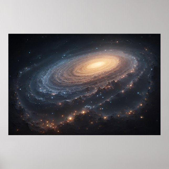 Spiral Galaxy in Deep Space with Glowing Core Poster (Front)