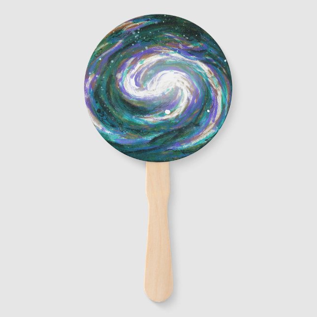 Spiral Galaxy in Space Hand Fan (Back)