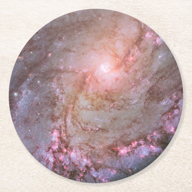 Spiral Galaxy M83, Ablaze With Star Formation. Round Paper Coaster (Front)