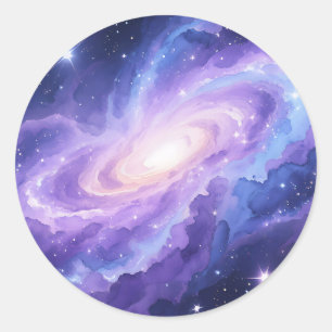 Spiral Galaxy Nebula Purple Cosmic Swirl Classic Round Sticker