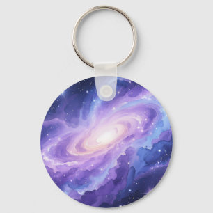 Spiral Galaxy Nebula Purple Cosmic Swirl Keychain