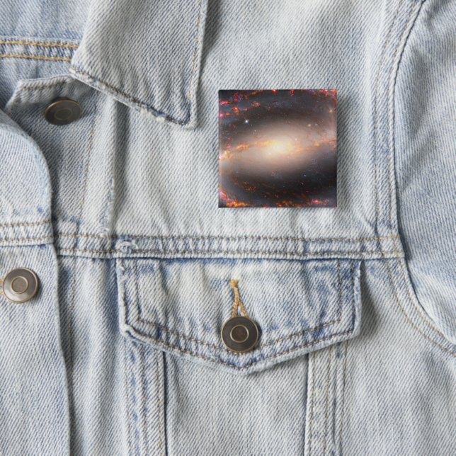 Spiral Galaxy Ngc 1300. 2 Inch Square Button (In Situ)