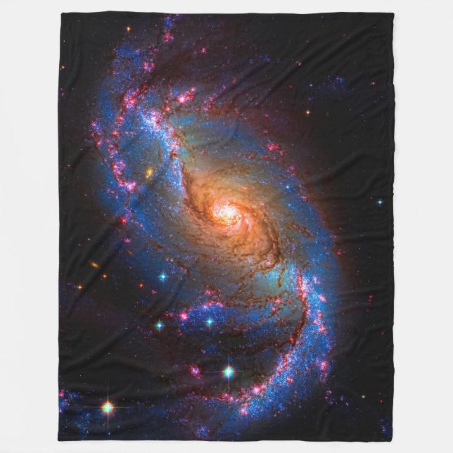 Spiral Galaxy with bars NGC 1672 Astronomy Picture Fleece Blanket (Front)