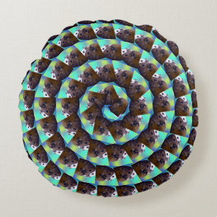 Spiral Guinea Pig Pattern, Round Pillow