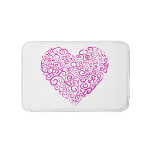 Spiral handwriting pink heart for Valentines Day Bath Mat