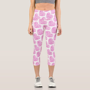 Spiral handwriting pink heart for Valentines Day Capri Leggings