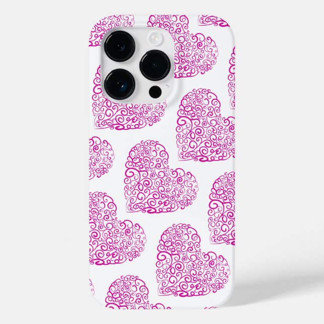 Spiral handwriting pink heart for Valentines Day Case-Mate iPhone Case (Back)