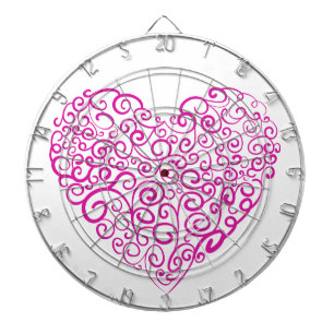 Spiral handwriting pink heart for Valentines Day Dartboard