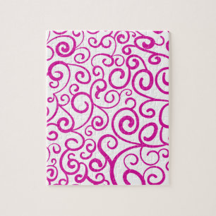 Spiral handwriting pink heart for Valentines Day Jigsaw Puzzle
