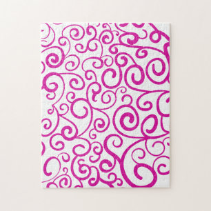 Spiral handwriting pink heart for Valentines Day Jigsaw Puzzle