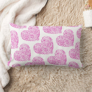 Spiral handwriting pink heart for Valentines Day Lumbar Pillow