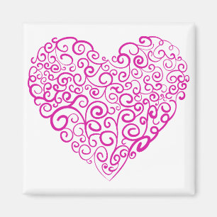 Spiral handwriting pink heart for Valentines Day Magnet